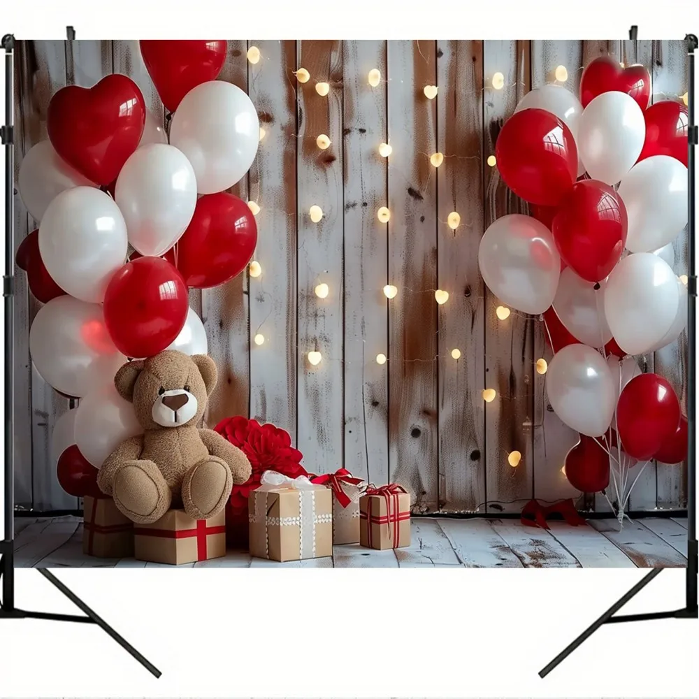 1pc Valentine\'s Day love themed photography background cloth - Polyester banner for parties and special occasions with hearts, b