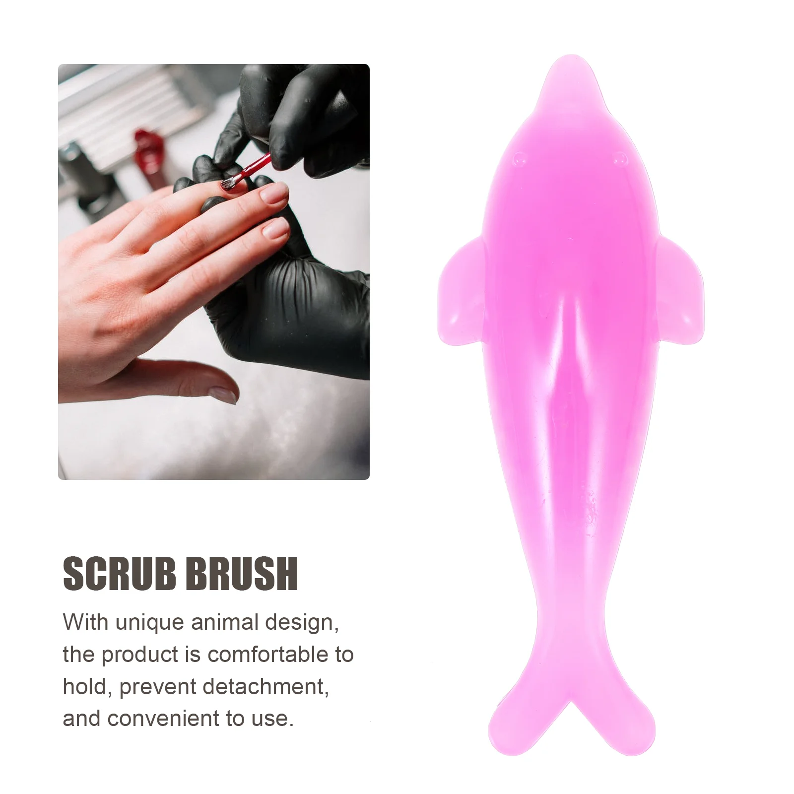 5 Pcs Dolphin Nail Brush Lightweight Convenient Clean Stains Dust Fine Grained Plastic Manicure Tool Home Nail Care Kit