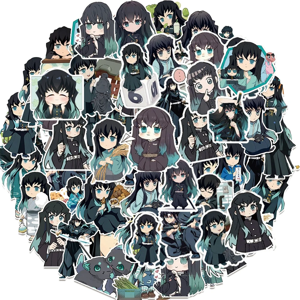 10/30/50pcs Tokitou Muichirou Stickers Cool Demon Slayer Anime Decals for Kid Toy DIY Motorcycle Notebook Guitar Cartoon Sticker