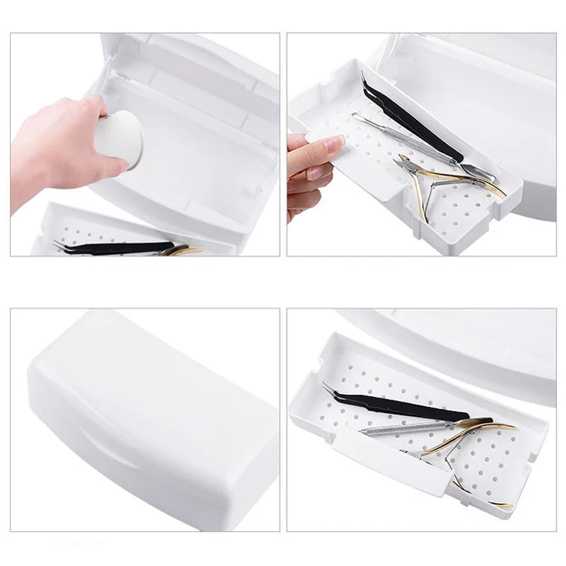 Nail Sterilizer Tray Removable Disinfection Box Nails Nipper Tweezer Cleaner Storage Box Cleaner Sterilizing Tray Manicure Tools