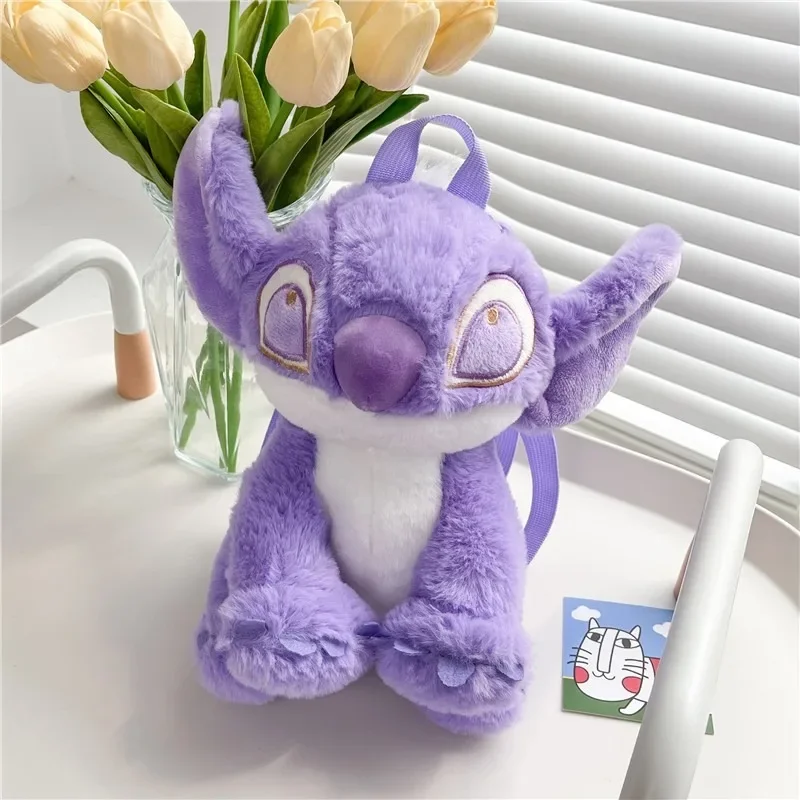 Disney 2025 New Purple Stitch Shoulder Cartoon Plush Toy Doll Girl Heart Cartoon Cute Shoulder Bag Doll Gift