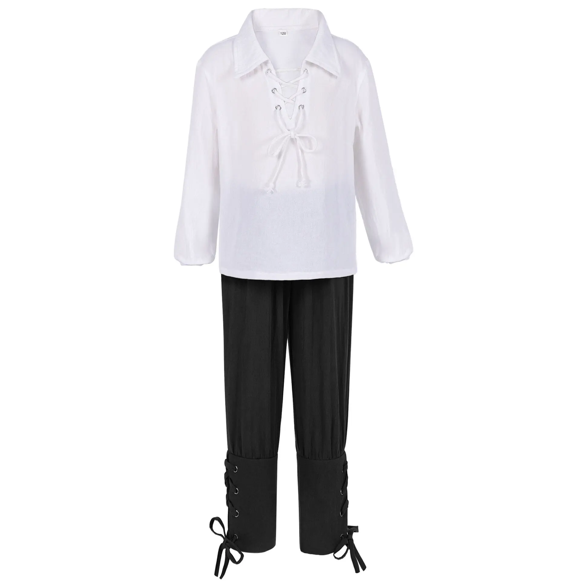 Boys Ren Faire Costume Medieval Pirate Suit Shirt Cropped Pants Children's Renaissance Halloween Scottish Jacobite view 3