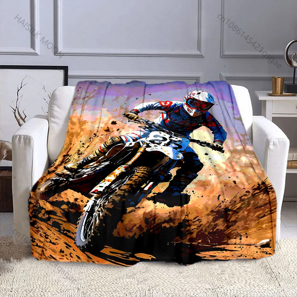 1PC Motocross dirt racing mud spray Print Adult Children Warm Blankets Home Travel Car Soft Comfortable Suitable for all seasons