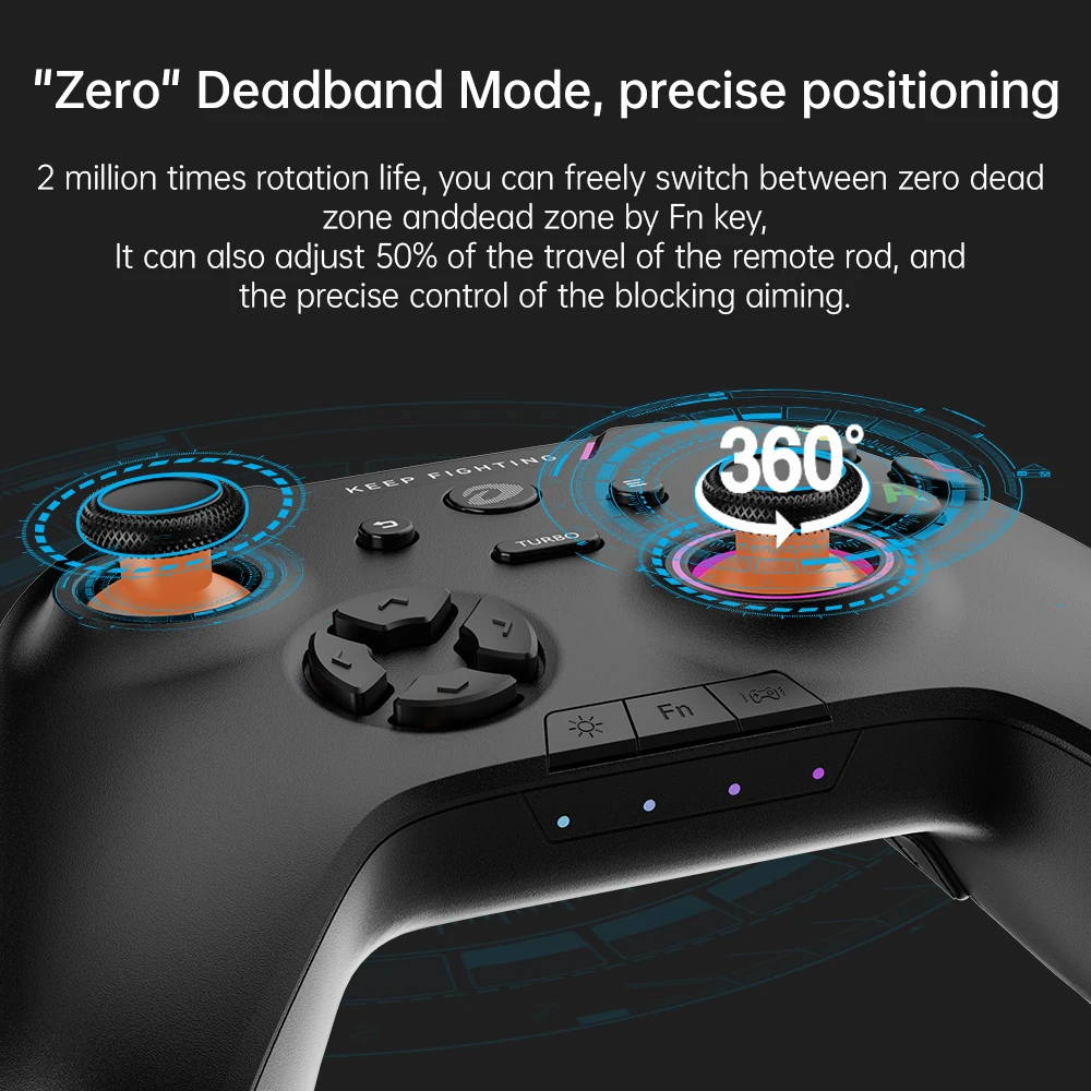 DAREU Tri-mode Gamepad RGB Bluetooth Wireless 2.4G E-sports Joystick Gaming Controller Macro Back Button for Android PC TV Games