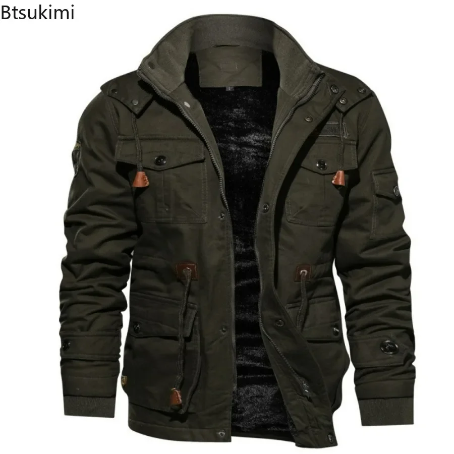 2024 Herren dicke warme Jacken Herbst Winter Jacke Mantel große taktische Baumwolle Arbeits kleidung für Männer Bomber Mäntel Jacke