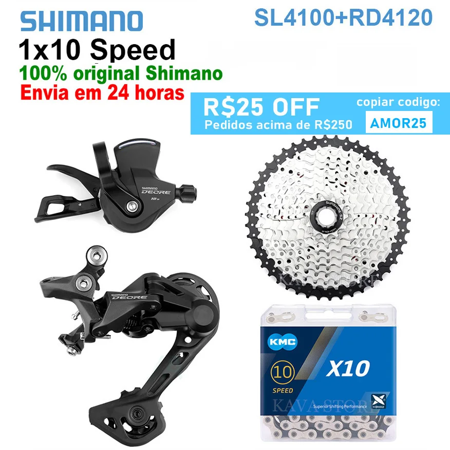 Shimano Deore 10V RD Safe120 Dérailleur 1x10 Vitesse SL-4100 Levier KMC 10V JO36/40/42/46/50T 10 S Cassette 10v Groupe