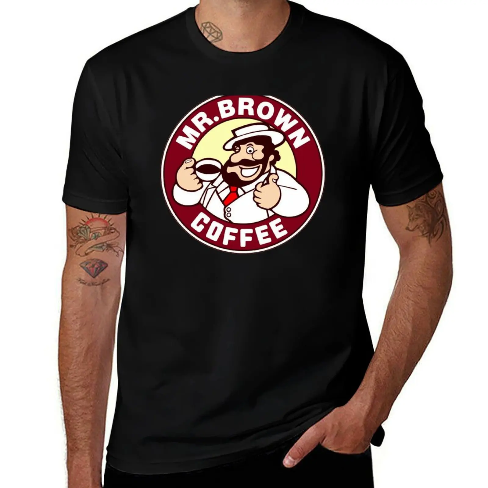 

Mr. Brown Coffee Logo T-Shirt graphics oversized t shirt cotton man t-shirts big and tall t shirts for men