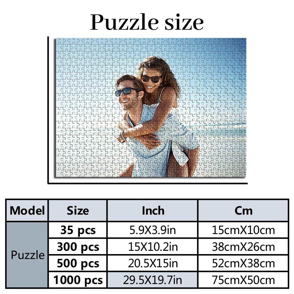 Personalized Custom Photo Puzzle Customize Seaside Couple Playing Puzzle Assembling Picture