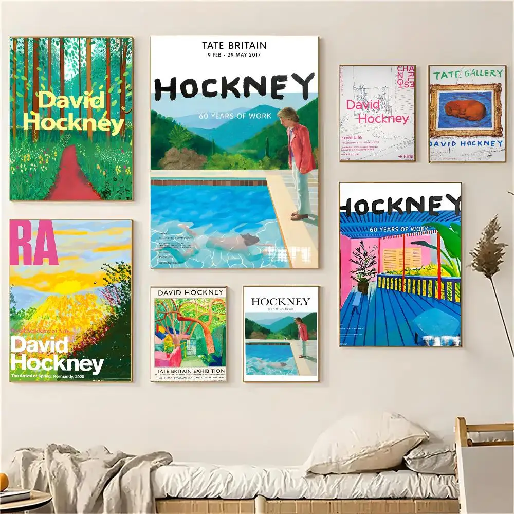 Artist D-David Hockney Poster Self-adhesive Living Room Bedroom Party Bar Decor Moisture-proof Fade-resistant HD
