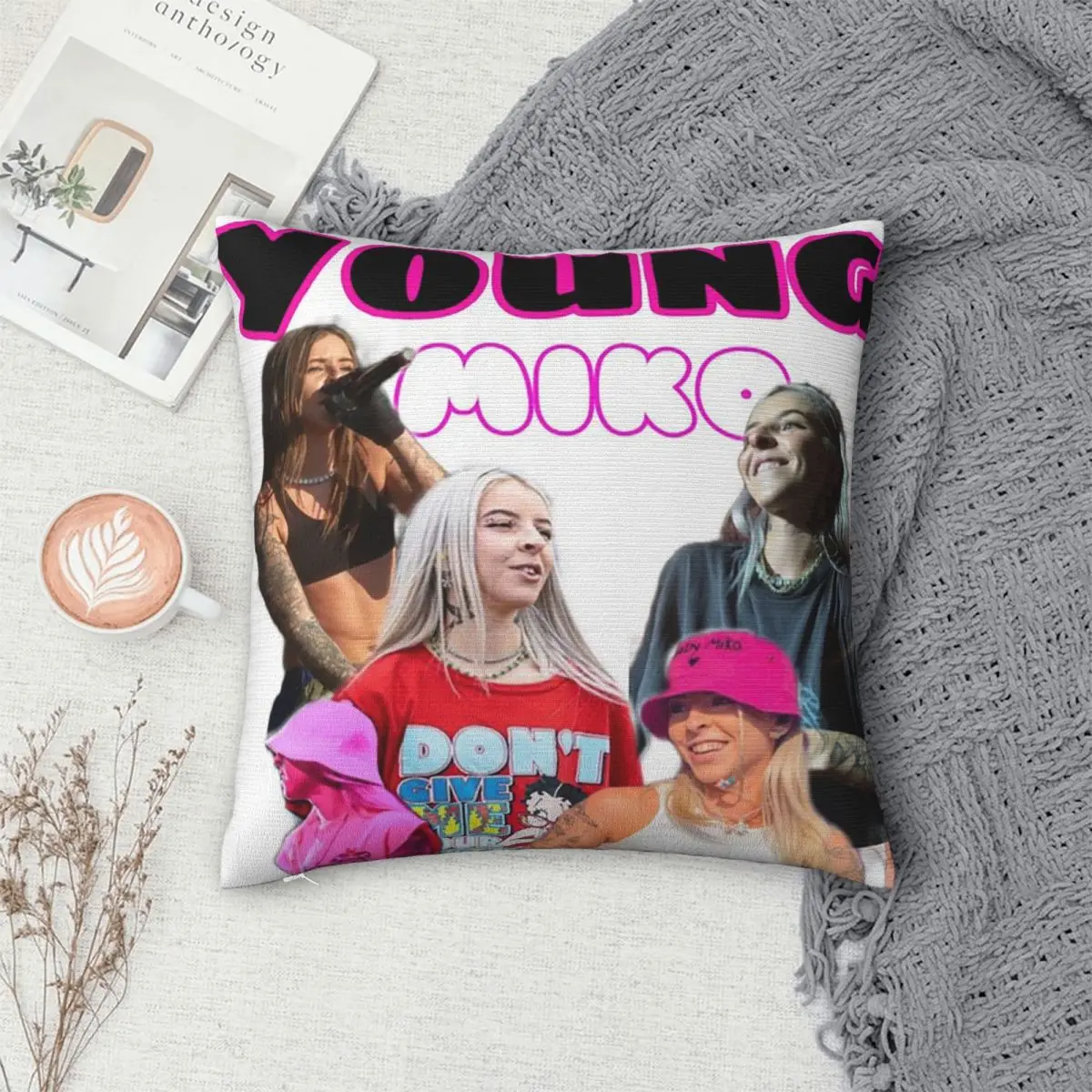 Singer Young Miko Square Pillowcase Cushion Cover Pillow Case Throw Pillow Cover for Home Bedroom Car