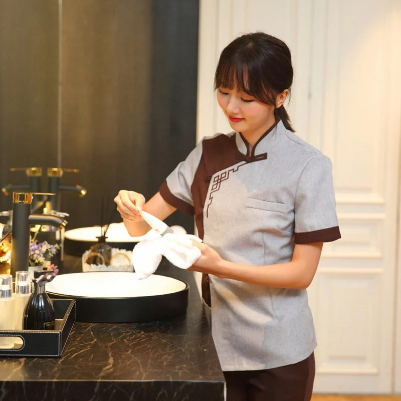 Schoonmaak Werkkleding Korte Mouw Lente En Zomer Vrouwen Hotelkamer Begeleider Hotel Hotel Vloer Schoonmaak Tante