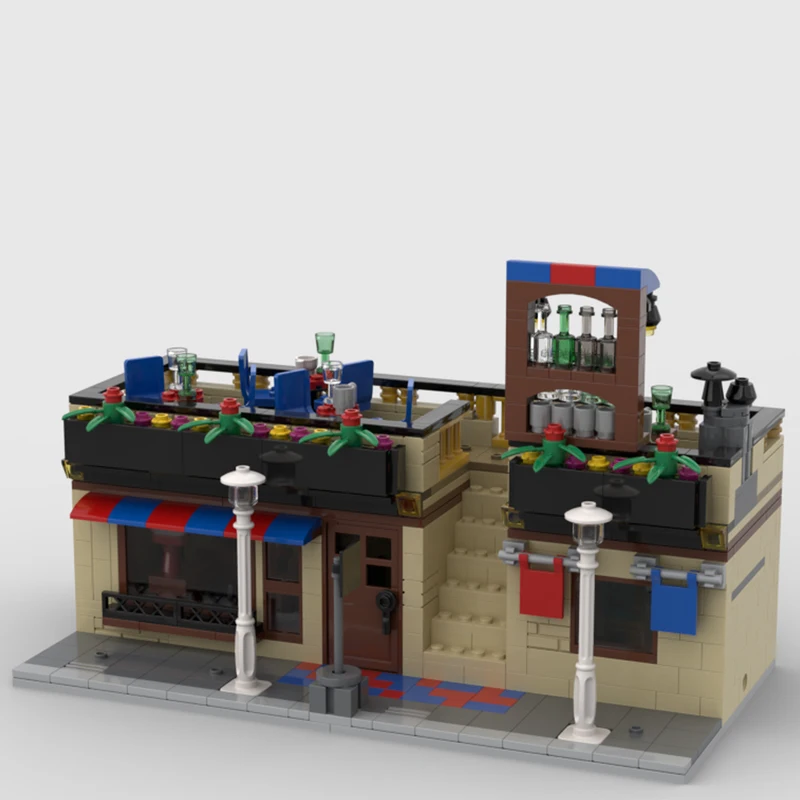 

926PCS City Hot Selling Street View Moc modular Bistro with Roof Dining model DIY creative ideas Child Toy birthday Gift blocks