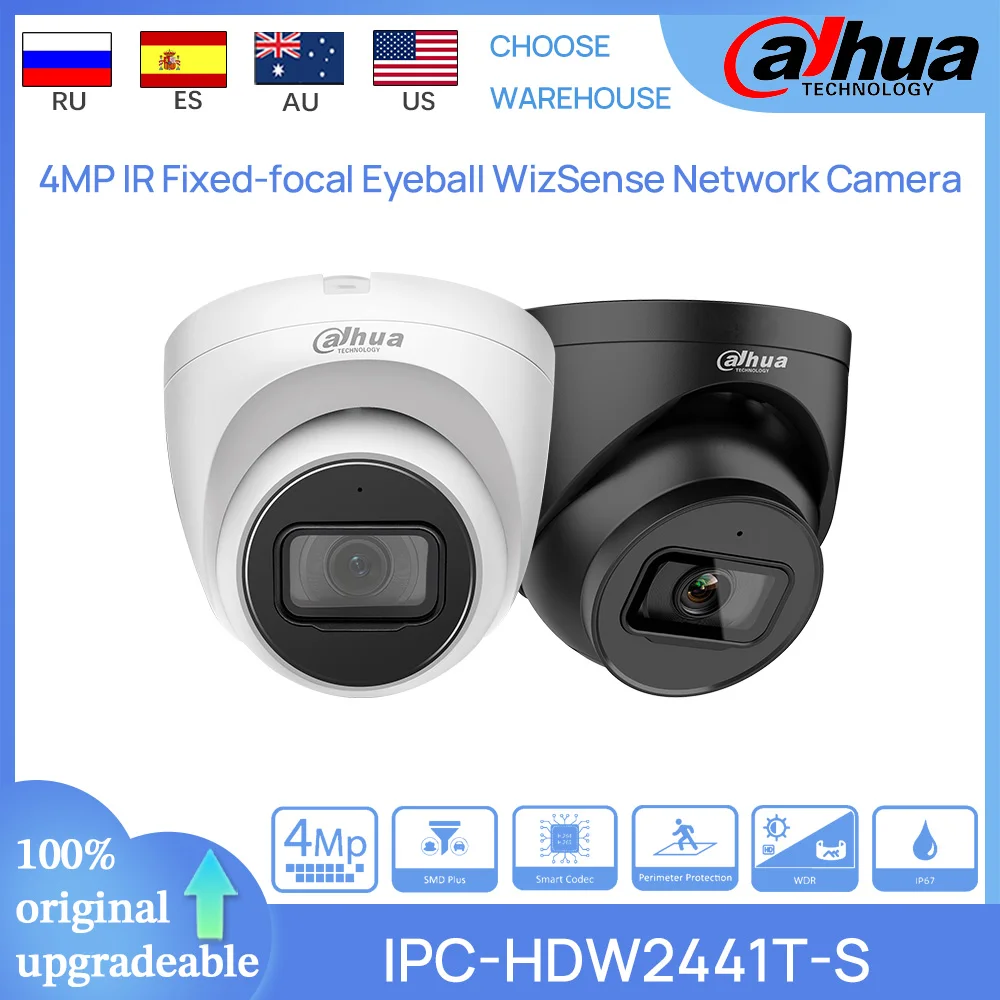 

Dahua Original IPC-HDW2441T-S 4MP POE IR Fixed-focal Eyeball WizSense Network Camera Intrusion tripwire IP67 Built in MIC DMSS