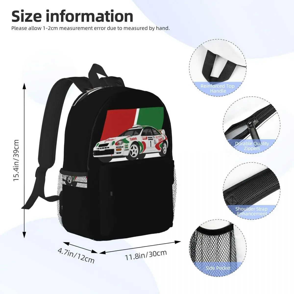 Celica GT Four Rally Backpacks Teenager Bookbag Cartoon Students School Bags Laptop Rucksack Shoulder Bag Large Capacity