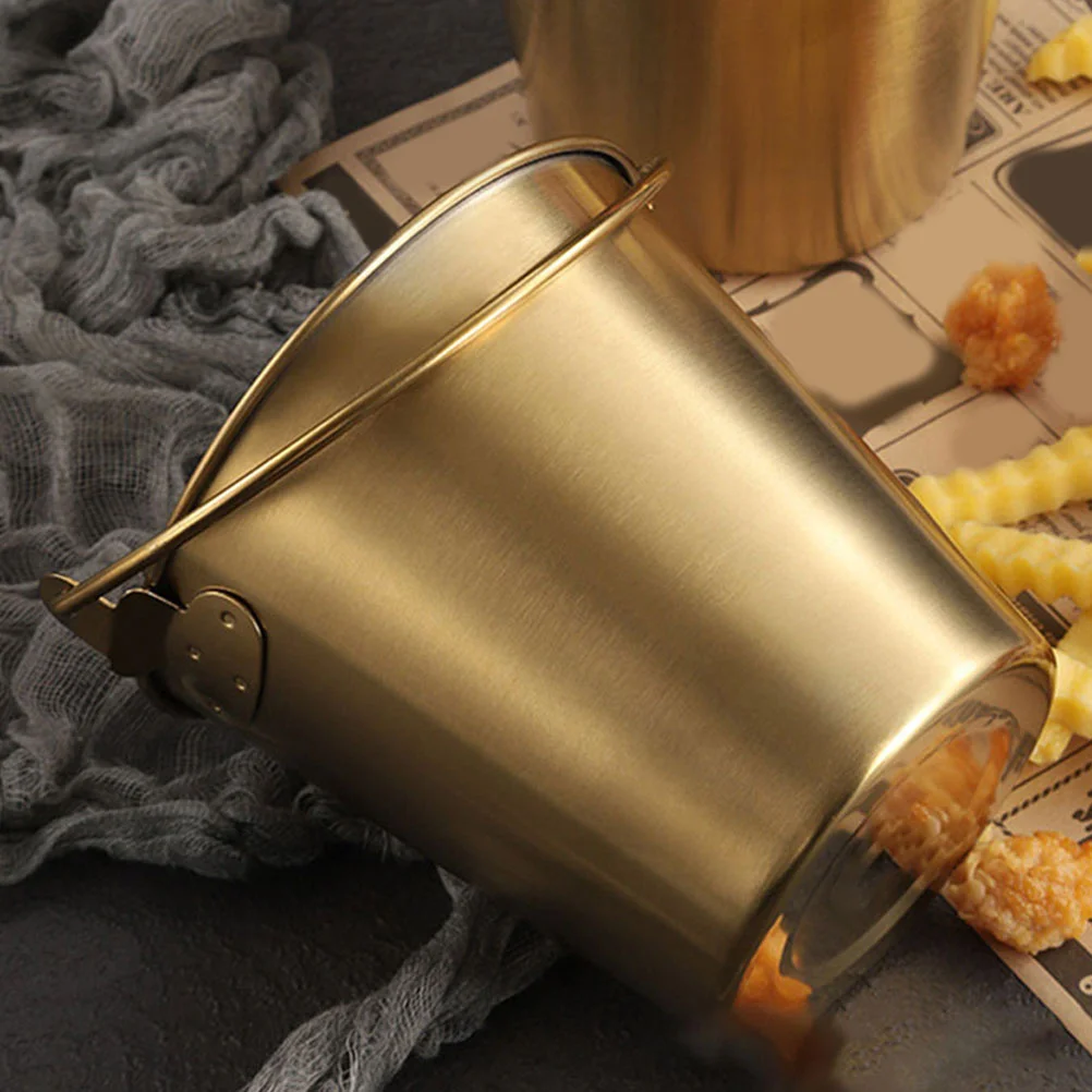 

Mini Stainless Steel Snack Bucket Portable Fried Chicken Holder Ice Storage Bucket for Chips French Fries Food Container Bar