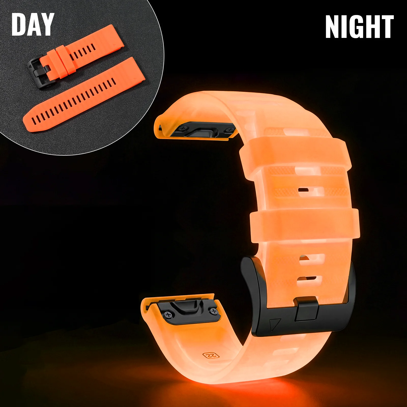 Quick Fit 22 26mm Leuchtendes Silikon-Uhrenarmband für Garmin Fenix 6 6X 7 7X 5 5X Plus Epix Pro Enduro 3 Forerunner 970 965 Fenix8