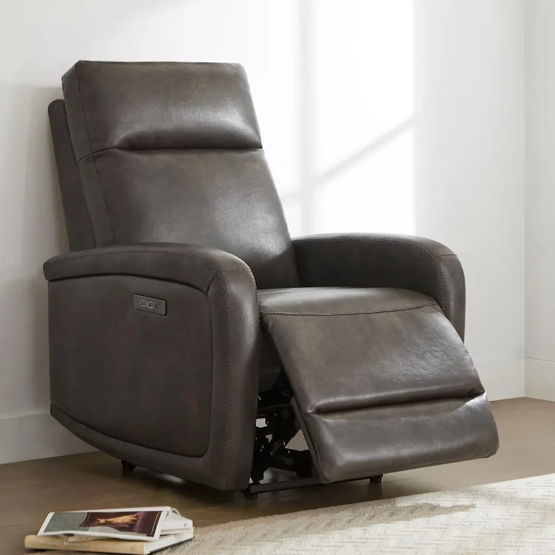 Recliner Chair, Zero Wall Reclining Sofa Chair W Power Headrest Type-C Charger, Small Faux Leather RV Recliners Home