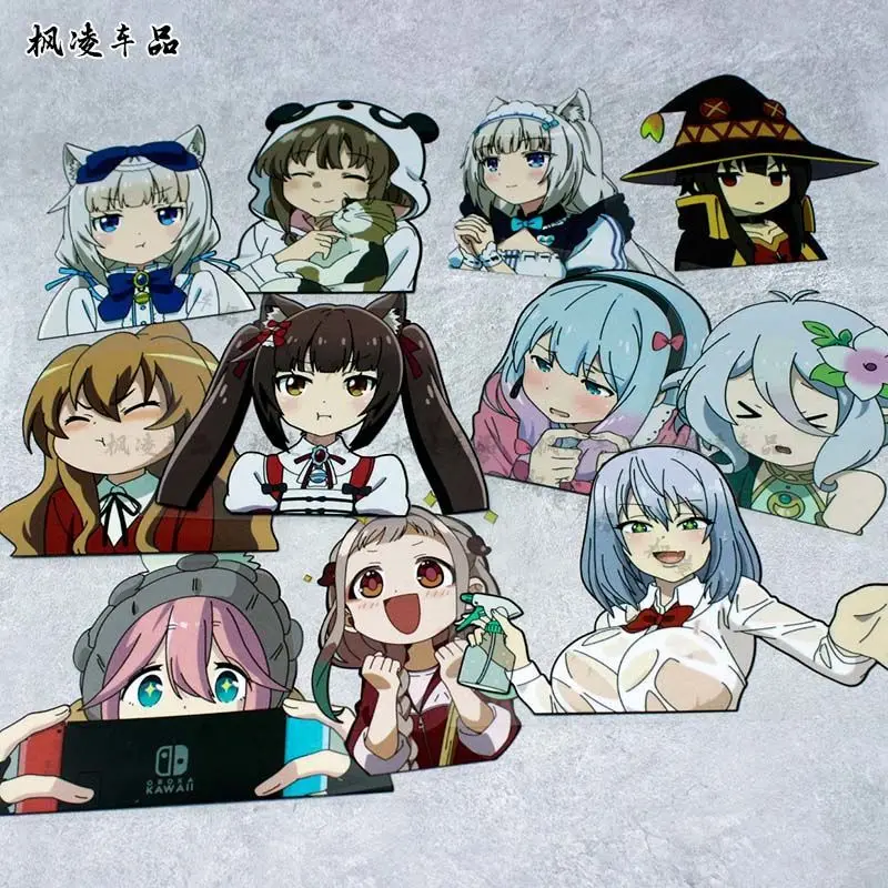 

Cartoon Stickers Cute Waterproof Car Window Motorcycle Modification Reflective Sexy Beauty Japanese Anime Decoration Stickers