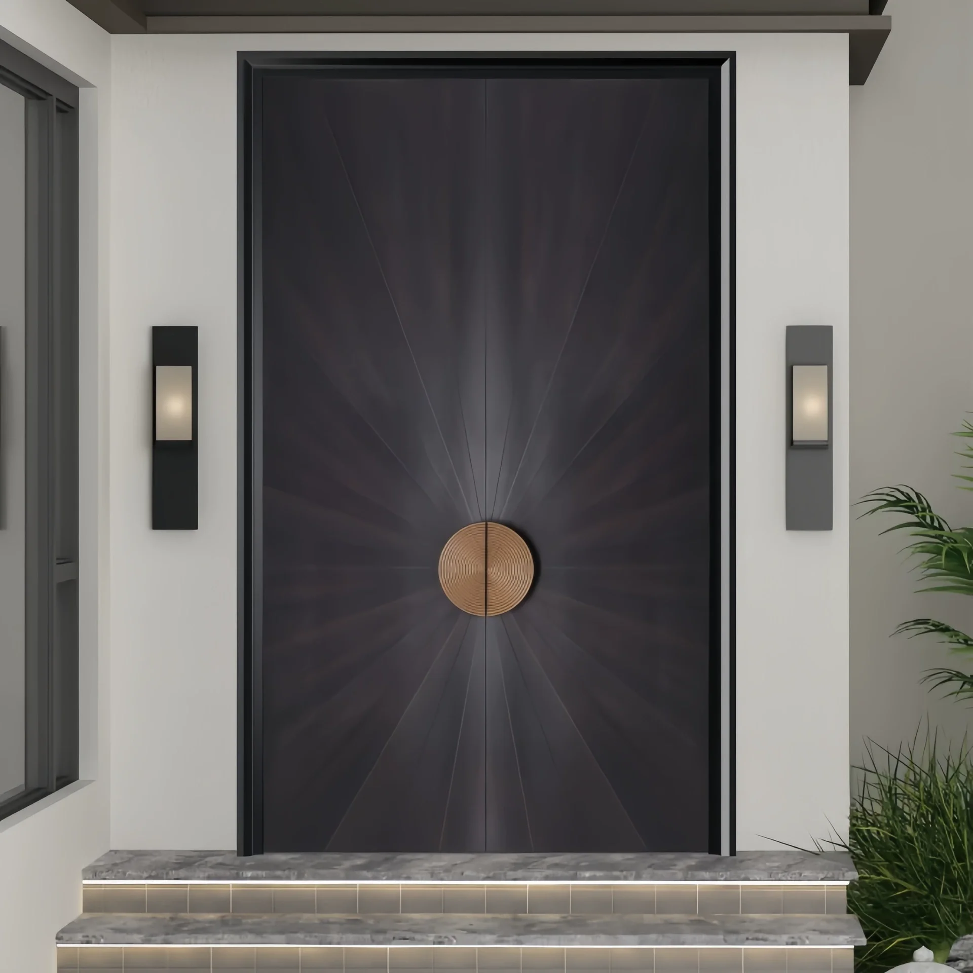 Villa Fashionable Intelligent Entrance Door Anti Rust Aluminum Alloy Heavy Duty Double Doors Anti Theft and Durable Hinged Doors