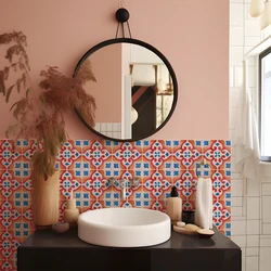 10 Pcs 20x20cm Home Decor Backsplash Tile Decals, Blue & Red Sticker for Bathroom, Peel and Stick Wall Tile Stickers