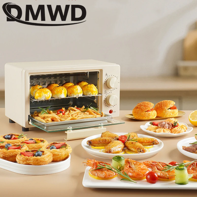 DMWD Household Electric Oven 15L Small Cake Baking Making Oven Multifunctional Desktop Pizza  Bread Baking Machine Toaster