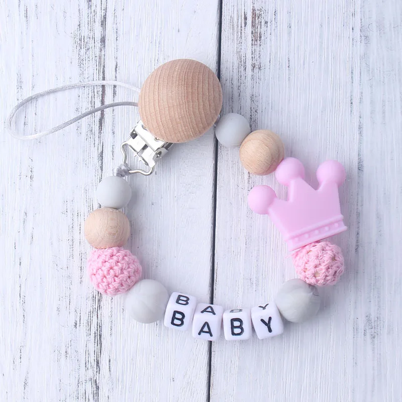 Personalized Name Handmade Silicone Pacifier Chains Safe Teething Chain Baby Teether Eco-friendly Pacifier Clips Holder Chain