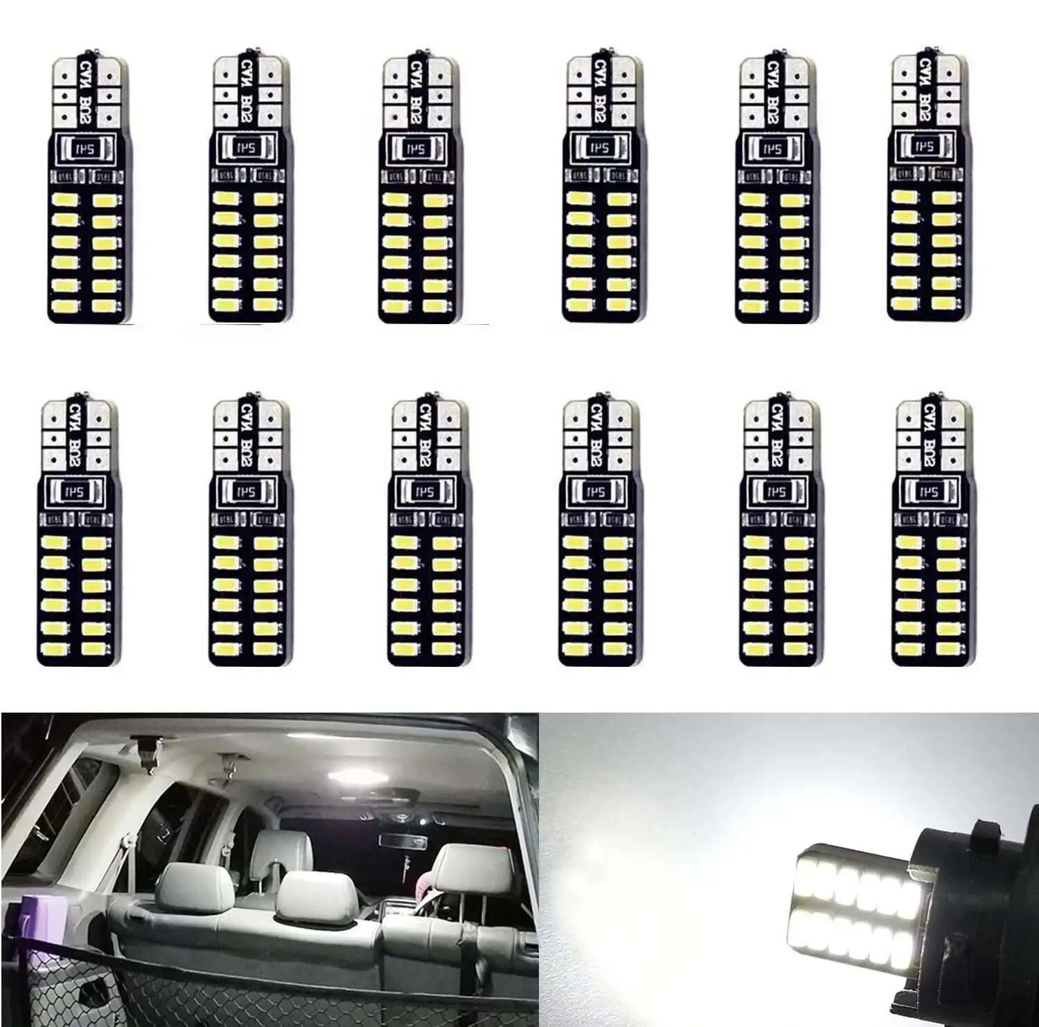 10/2Pcs Car T10 194 168 W5W 3014 SMD 24 LED Auto Clearance Parking Lamps Side Light Bulb DC12V