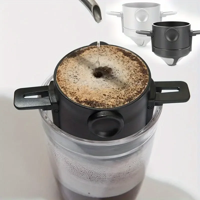 

1 Pc Reusable Coffee Dripper, Portable Drip Filter for Coffee and Tea, with Plastic Handle, for Home and Travel