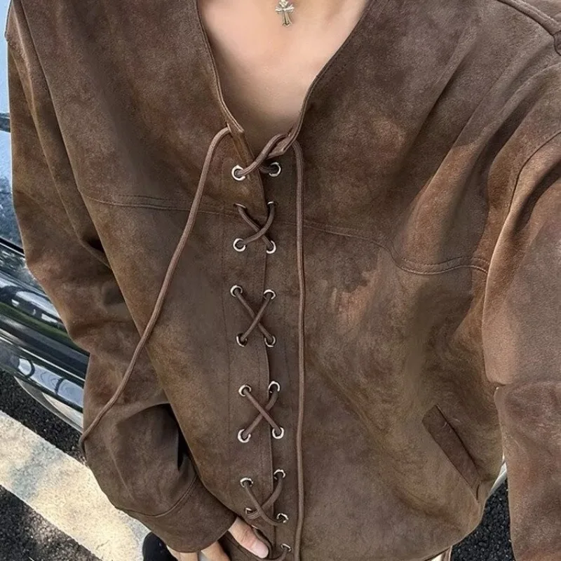 

Large Size Autumn Winter Brown Corduroy Jaet with Dstring M Open Cardigan Outerwear Sli Casual Long Coat