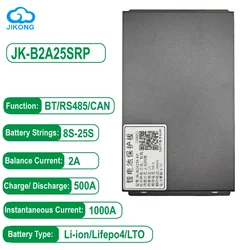 JK BMS JK-B2A25SRP SMART BMS 2A Active Balance 8S~25S 1000A Bluetooth RS485 CAN for LiFePo4 Li-ion LTO Camping RV Backup Power