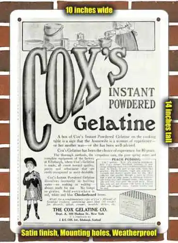 Metal Sign - 1910 Cox's Instant Powdered Gelatine 2- 10x14 inches