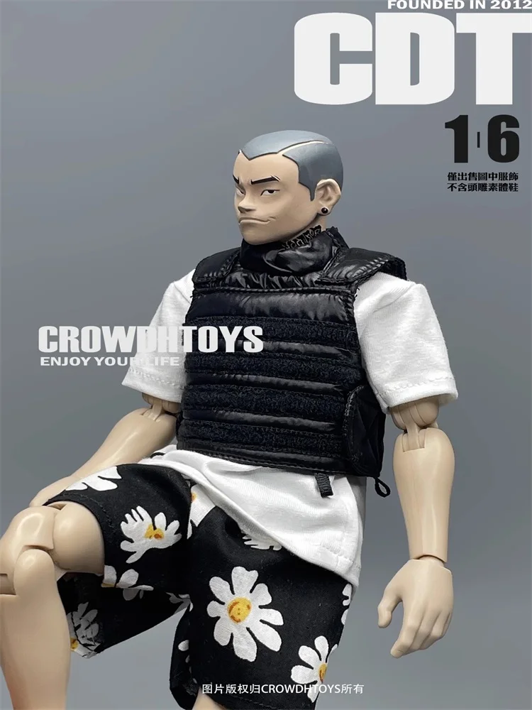 snail-crowdhtoys-1-6-兵士トレンディな黒のベスト保護服モデルおもちゃギフトフィット-12-インチ人形ボディ在庫あり