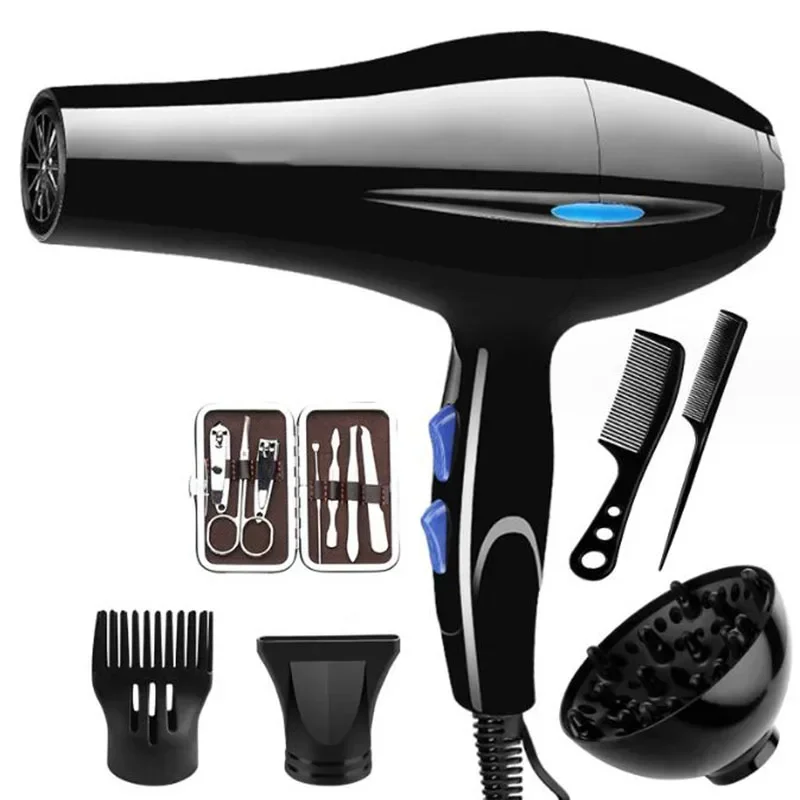 Secador de cabelo profissional 1200w/2200w engrenagem forte potência secador de cabelo escova para cabeleireiro barbeiro ferramentas salão de beleza ventilador secador de cabelo