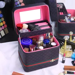 Large capacity Advanced PU leather makeup bag New travel multiple models Portable makeup box Portable storage bag with mirror