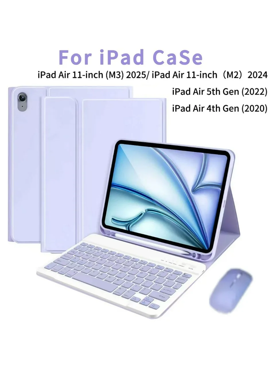 Case for iPad Air 11 inch(M3) 2025, (M2) 2024 & for iPads Air 10.9 inch (5th, 4th Generation) - Wireless Bluetooth Keyboard Case