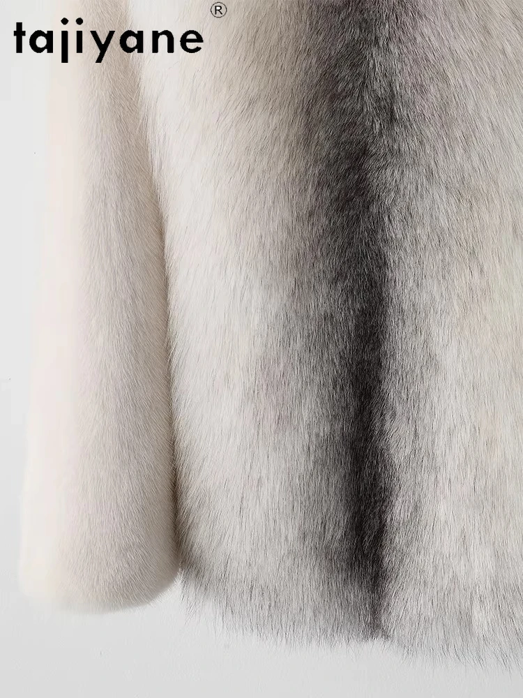 TAJIYANE 100% فرو المنك الطبيعي الربط الثعلب معطف الفرو امرأة فاخرة الخامس الرقبة سترة معاطف الفراء الحقيقي 2025 الملابس الشتوية schuba femenarska