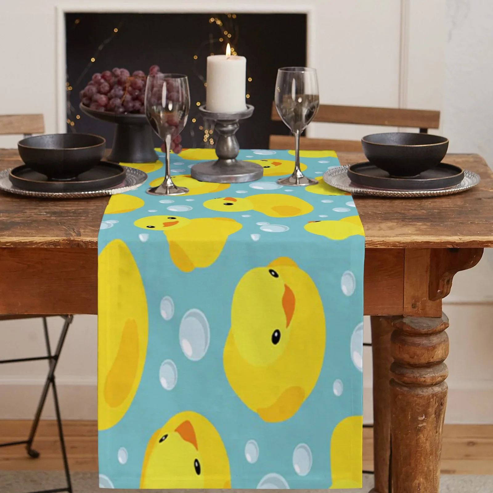 Home Table Runner Duck Cute Cartoon Cupboard Coffee Table Cover Cloth Birthday Party Dinner Table Decoration Base Cloth