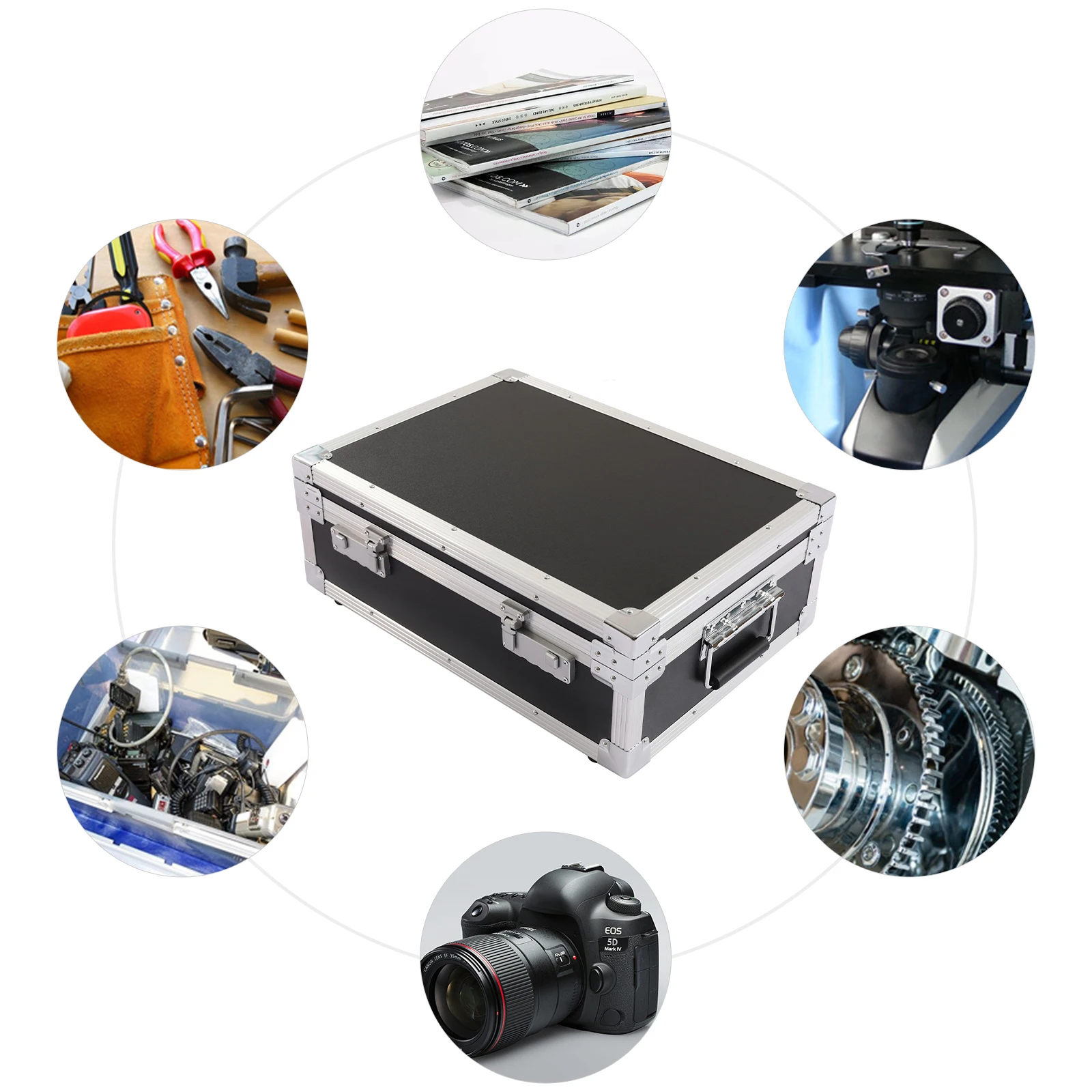 Locking Storage Box Aluminum Trunk with Combination Lock Large Capacity Briefcase Security Box 18.1 * 12.9 4.9in for Laptop