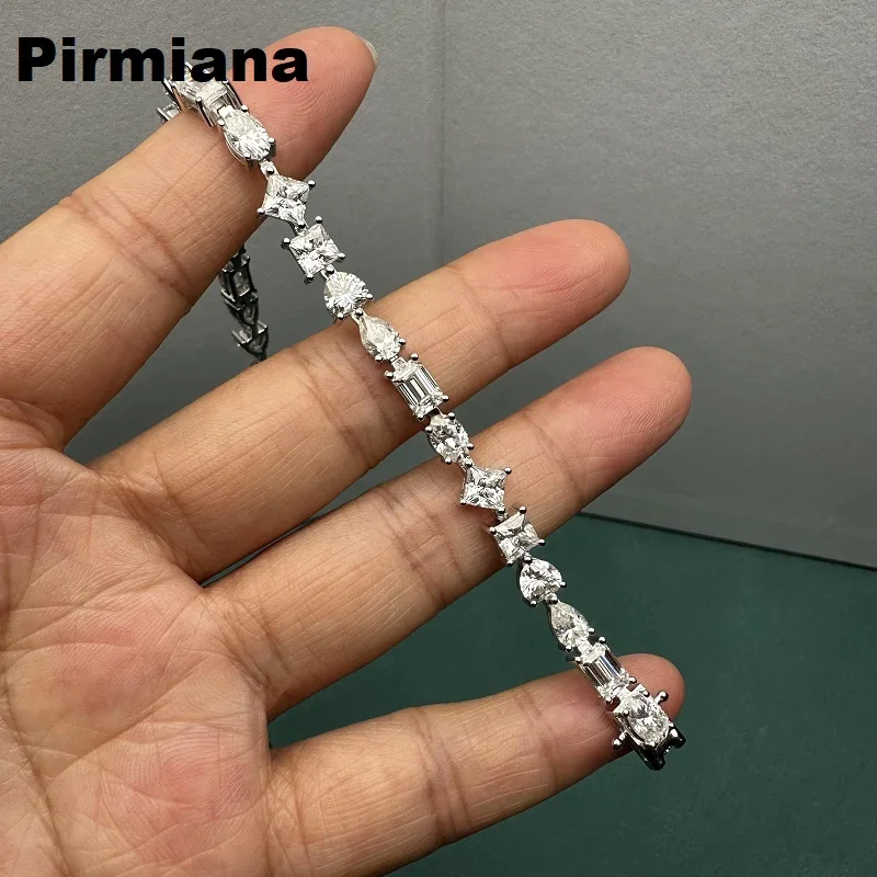 Pirmiana 0.5CT Each Fancy Shape D Moissanite Tennis Bracelet S925 Silver Fashion Jewelry