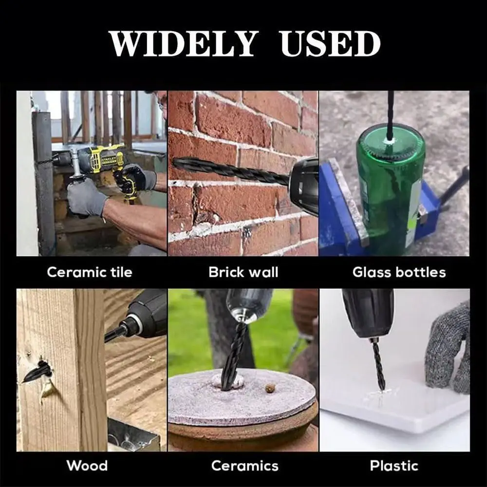 7 шт., набор черных 4-гранных крестовых сверл, многофункциональный открывалка для отверстий, набор сверл для бетона, высокая прочность