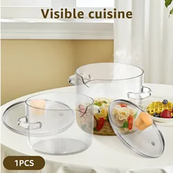 Glass Cooking Pot Transparent BorosilicateGlass Simmer Pot w/ Lid and Spout Heat Resistant Cooking Stovetop Pot Kitchen Soup Pot