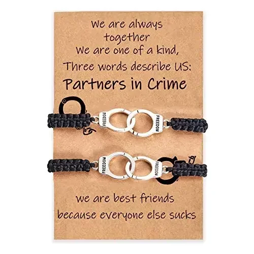 

Desimtion Best Friend Birthday Gifts for Women Friendship Bracelets for 2/3/4 Partner in Crime Handcuff BFF Gifts