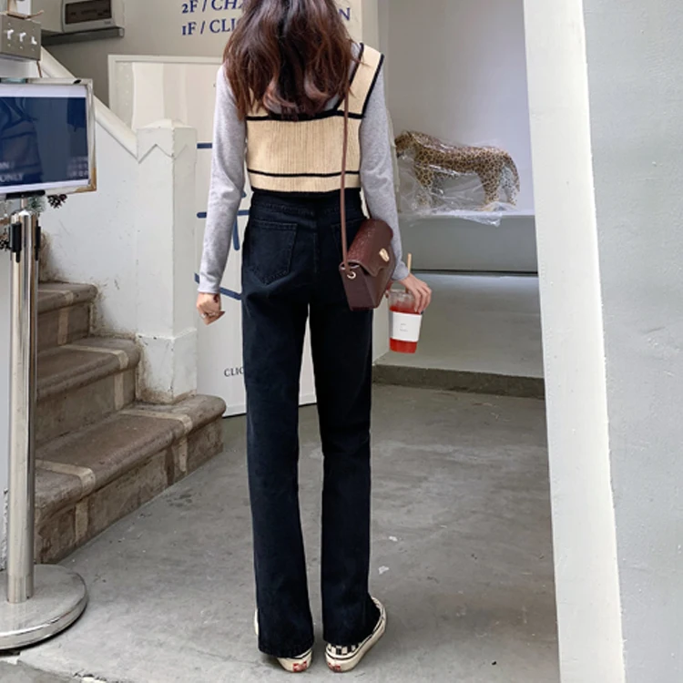 Pantalones vaqueros con abertura de cintura alta para mujer, pantalones de pierna ancha holgados y versátiles, corte recto adelgazante, novedad de primavera