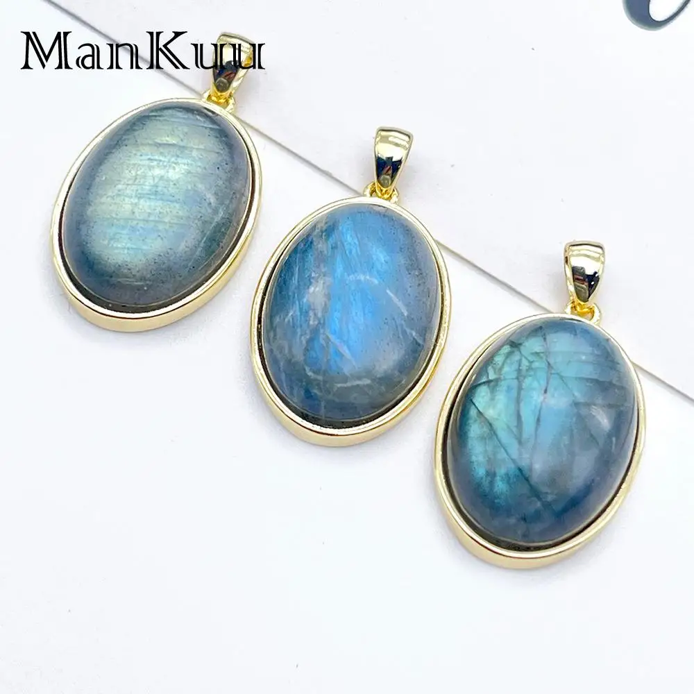 mankuu minimalist natural labradorite gemstone stone gold plated pendant jewelry accessories diy making necklace for women men