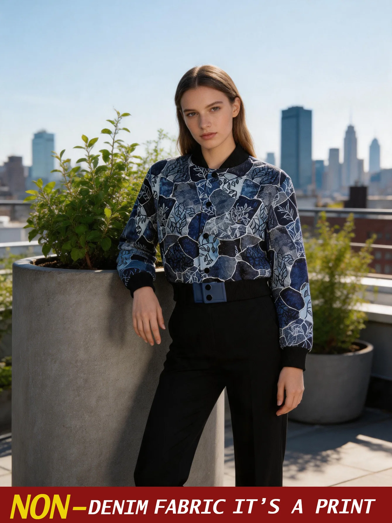 2026 new denim printed women's baseball jacket, women's slim fit top, autumn and winter baseball jacket