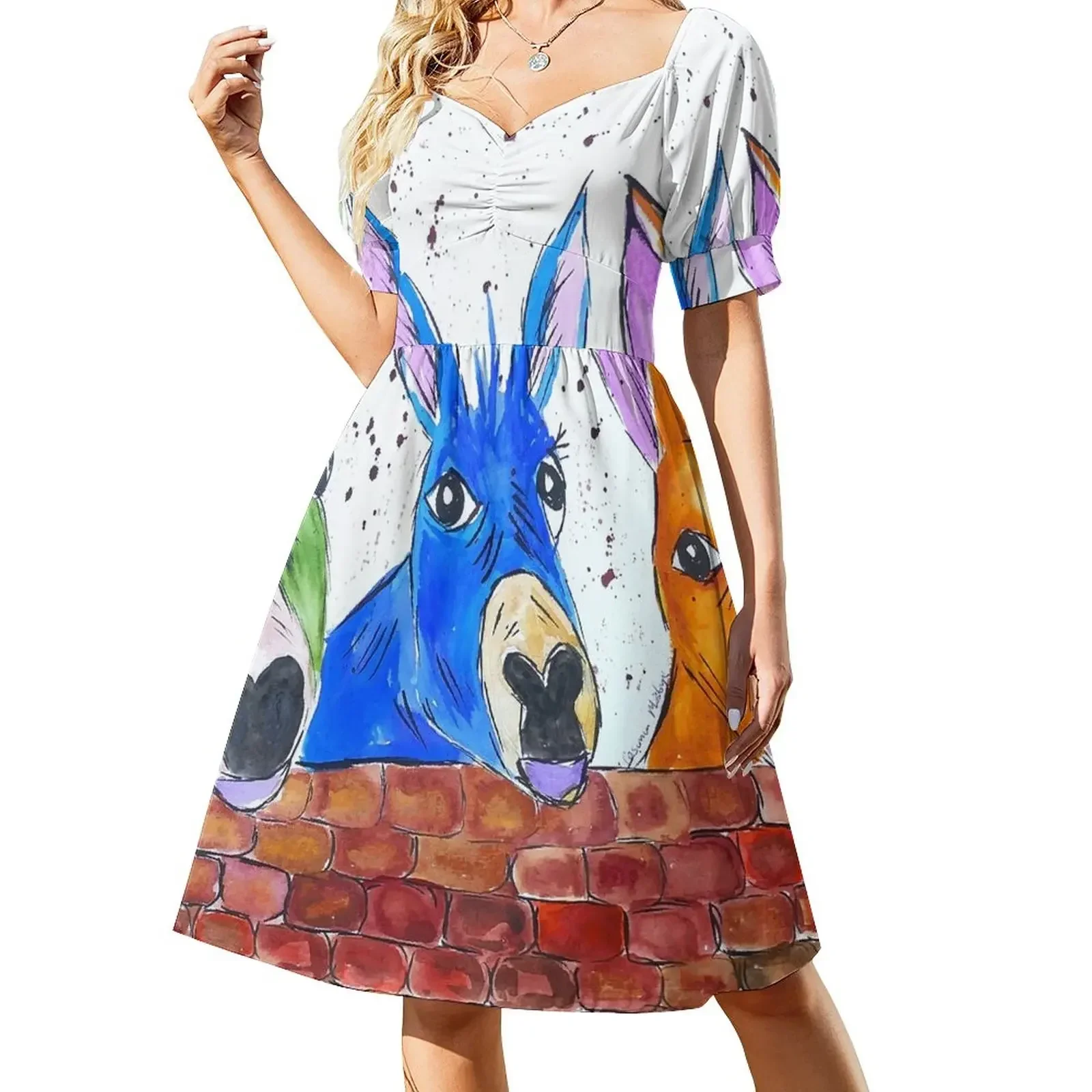 

Three Quirky Colourful Donkeys Sleeveless Dress summer woman dress 2025 women's summer dresses 2025 Dress