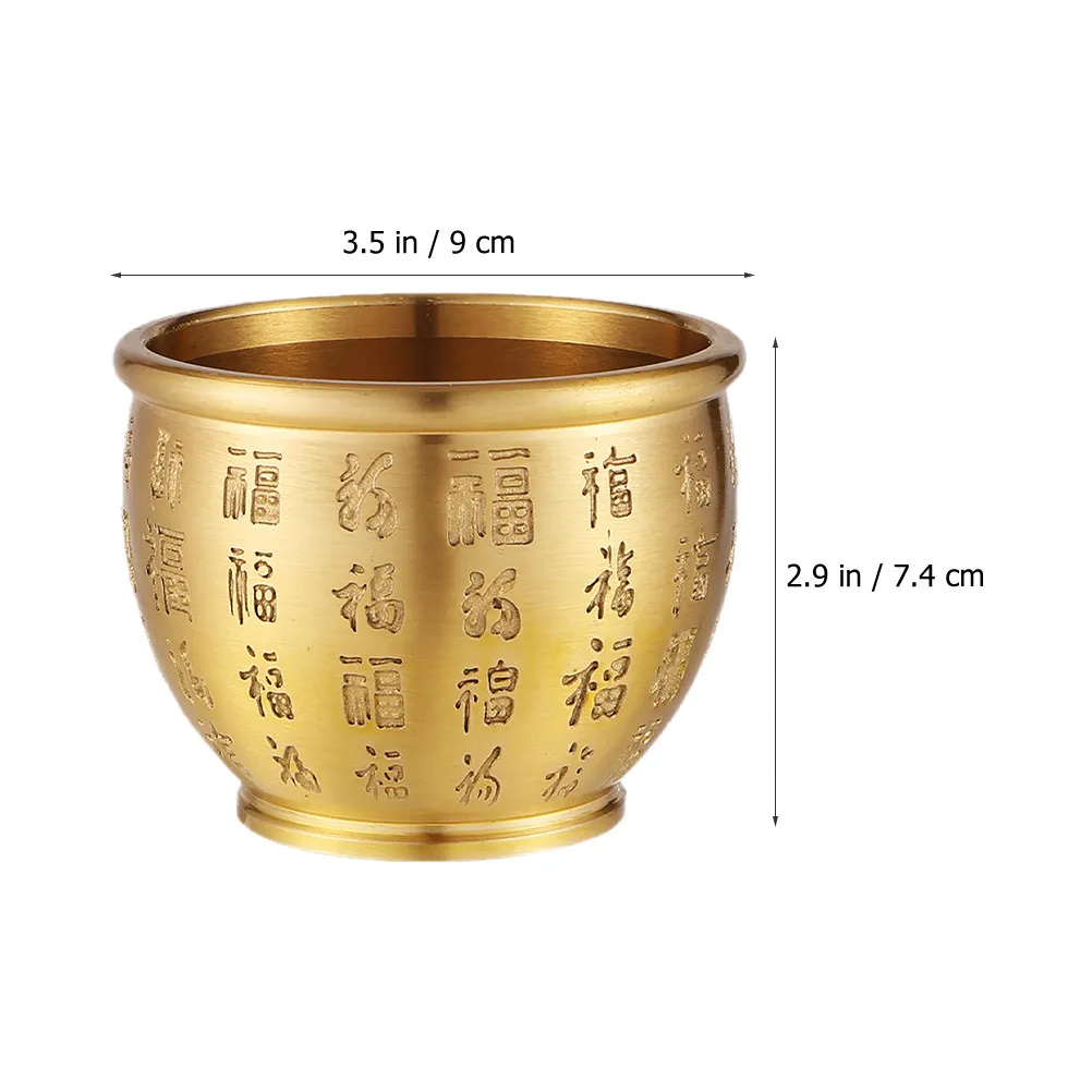 Gold Cicada Fortune Treasure Basin Small Brass Offering Bowl Wealth Bowl Table Centerpiece Decoration Small Treasure Basin