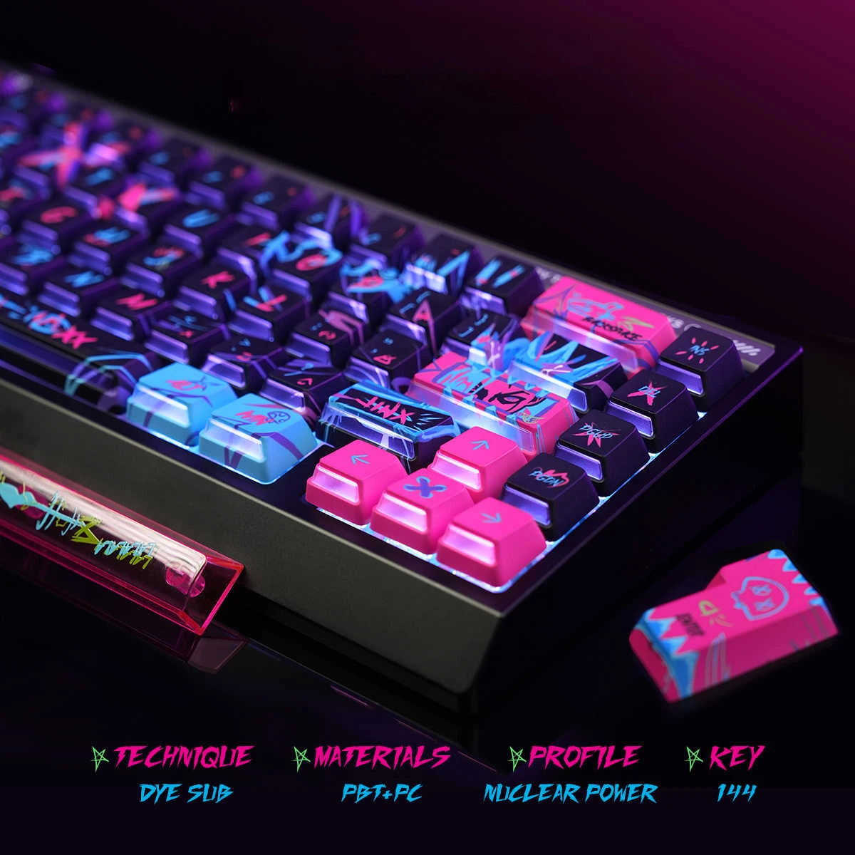 Anime Keycaps PBT Cherry Profile Translucent Keycaps L Shape Spacebar for Alice ISO Layout MX Switch Game Mechanical Keyboards