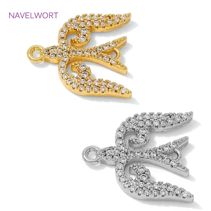 1/2Pcs Brass Charms Connectors 18K Gold Plated Inlaid Zircon Connector Charms,Connectors For Jewelry Making,Bracelet Accessories image 2