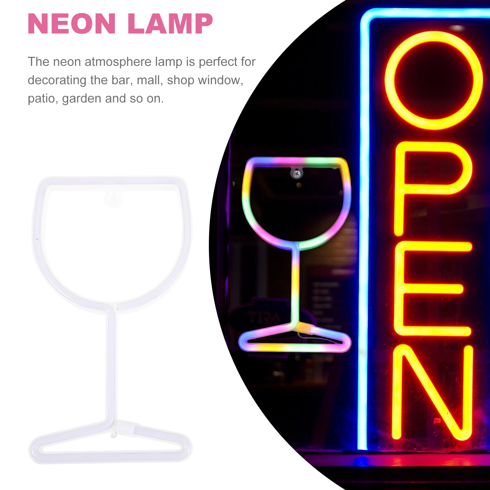 

LED Neon Glass Light Bar Cart Decor Small Night Light Party Atmosphere Glow USB Charging Operated Neon Sign Custom